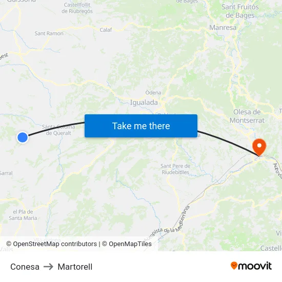 Conesa to Martorell map