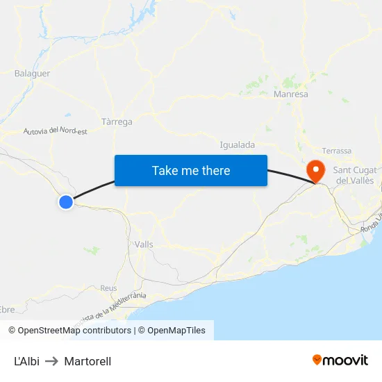 L'Albi to Martorell map