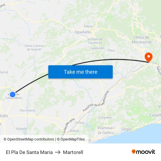 El Pla De Santa Maria to Martorell map