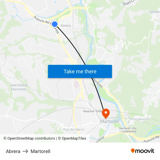 Abrera to Martorell map