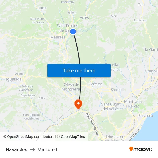 Navarcles to Martorell map