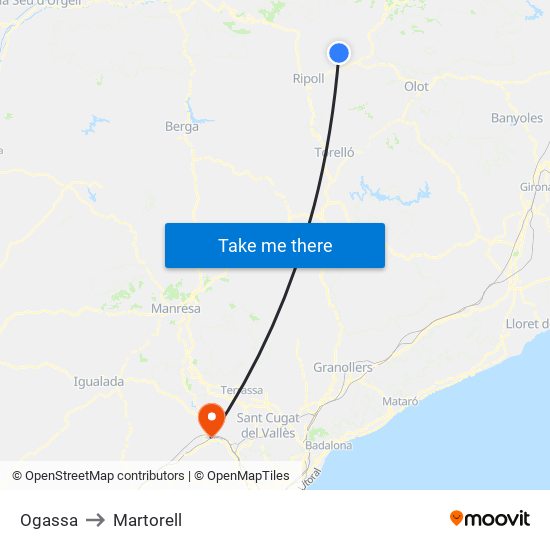 Ogassa to Martorell map