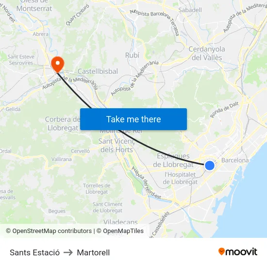 Sants Estació to Martorell map