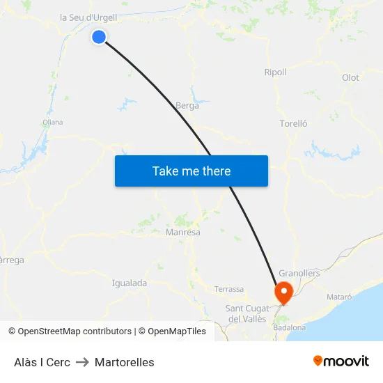 Alàs I Cerc to Martorelles map
