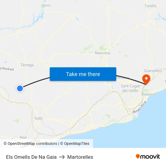 Els Omells De Na Gaia to Martorelles map