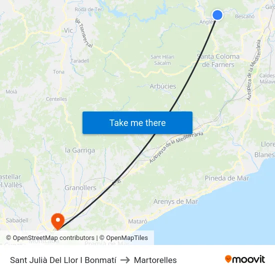 Sant Julià Del Llor I Bonmatí to Martorelles map
