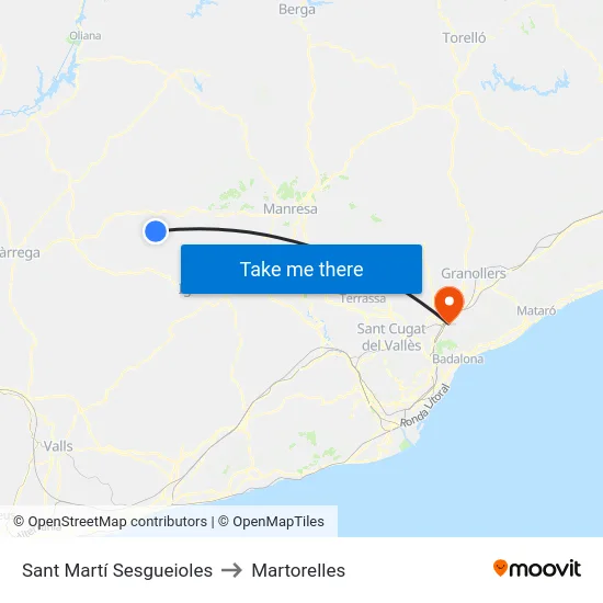 Sant Martí Sesgueioles to Martorelles map