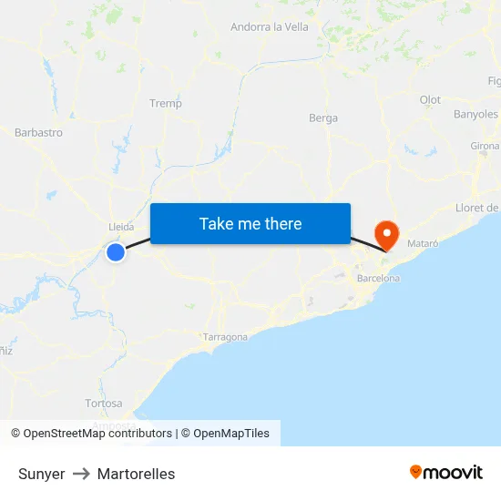 Sunyer to Martorelles map