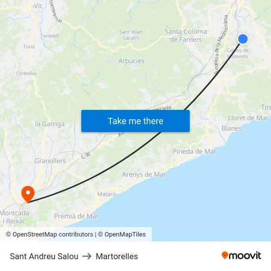 Sant Andreu Salou to Martorelles map