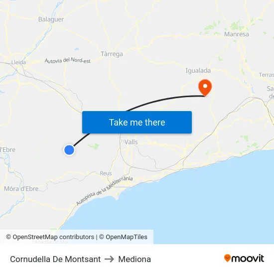 Cornudella De Montsant to Mediona map