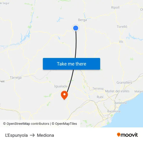 L'Espunyola to Mediona map