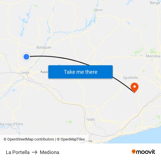 La Portella to Mediona map