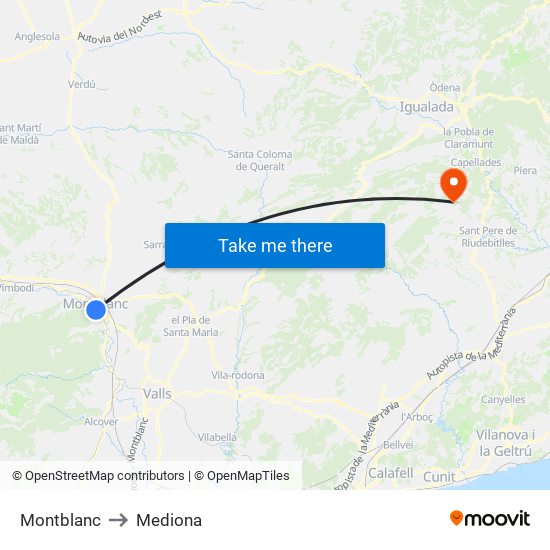 Montblanc to Mediona map