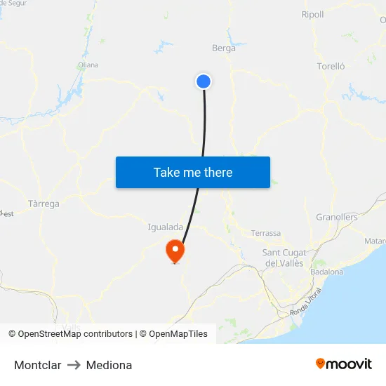 Montclar to Mediona map