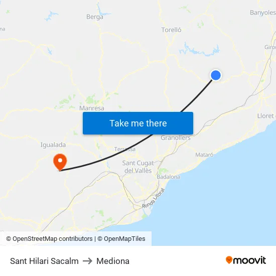 Sant Hilari Sacalm to Mediona map