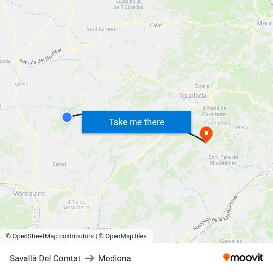 Savallà Del Comtat to Mediona map