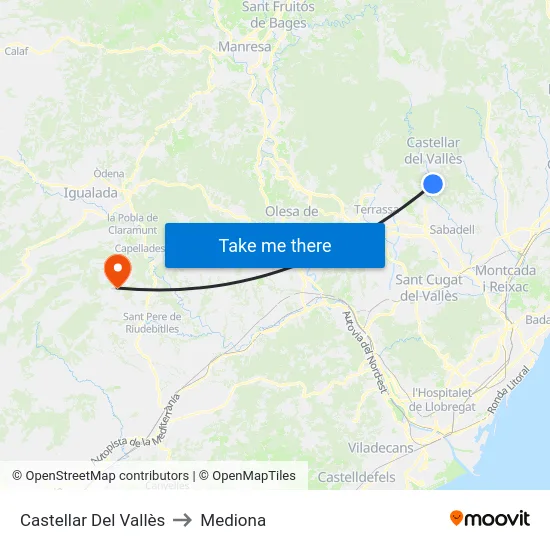 Castellar Del Vallès to Mediona map