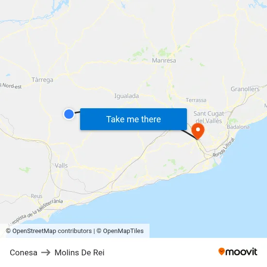 Conesa to Molins De Rei map