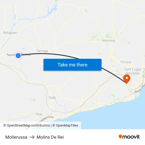 Mollerussa to Molins De Rei map