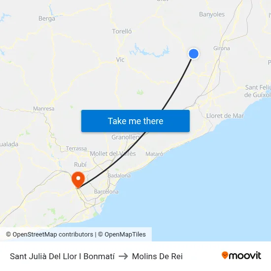 Sant Julià Del Llor I Bonmatí to Molins De Rei map