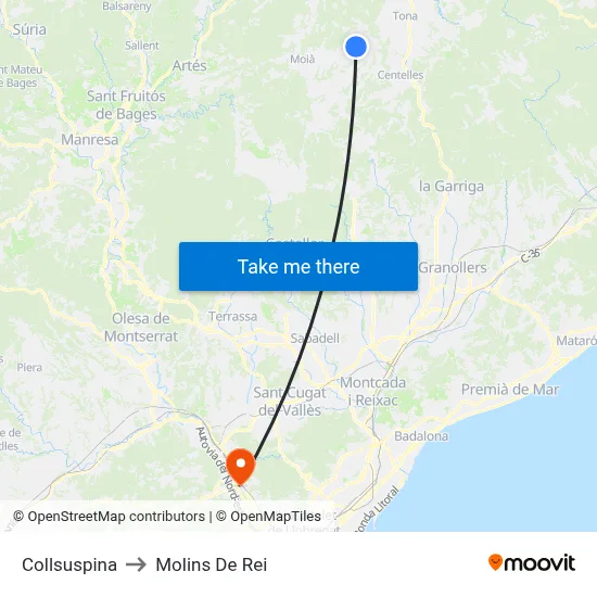 Collsuspina to Molins De Rei map