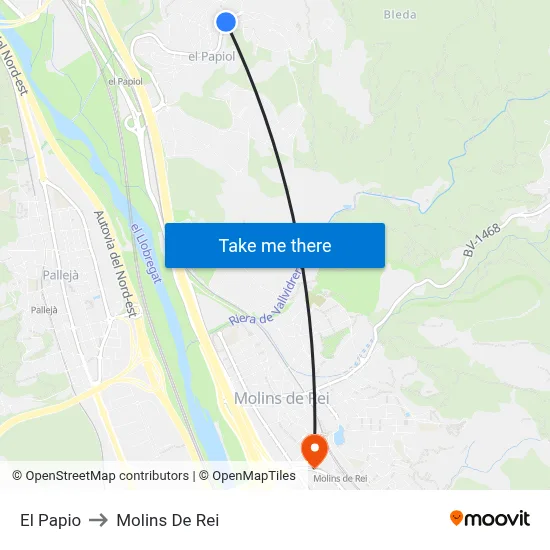 El Papio to Molins De Rei map