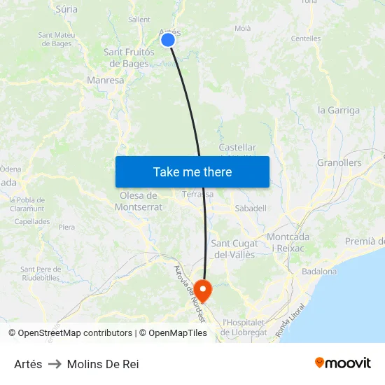 Artés to Molins De Rei map