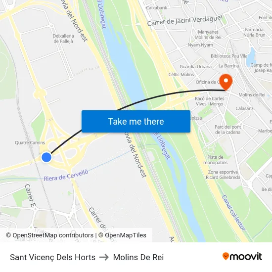 Sant Vicenç Dels Horts to Molins De Rei map