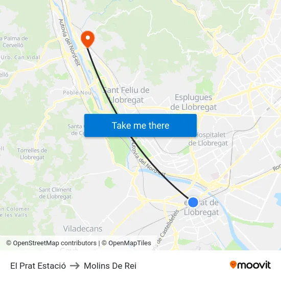 El Prat Estació to Molins De Rei map
