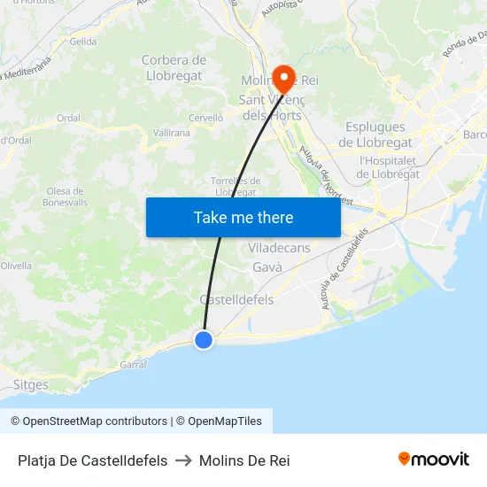 Platja De Castelldefels to Molins De Rei map