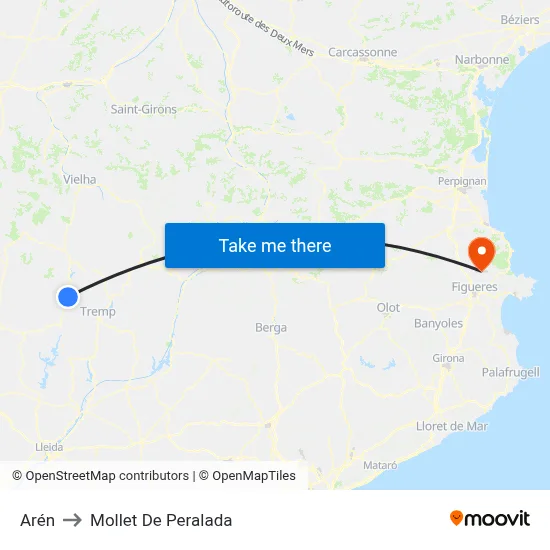 Arén to Mollet De Peralada map