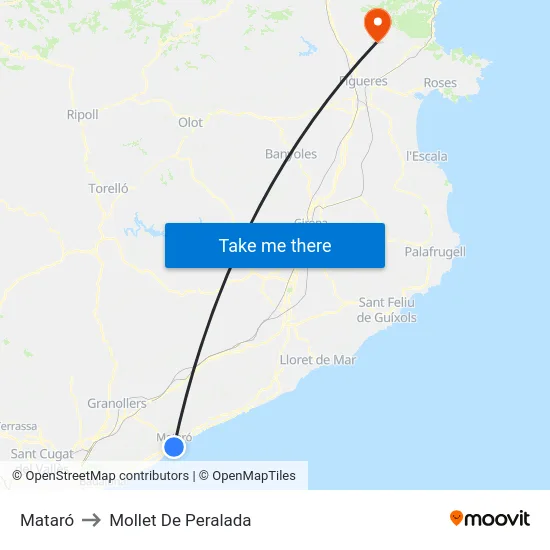 Mataró to Mollet De Peralada map