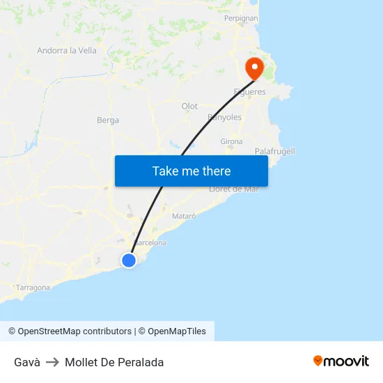 Gavà to Mollet De Peralada map