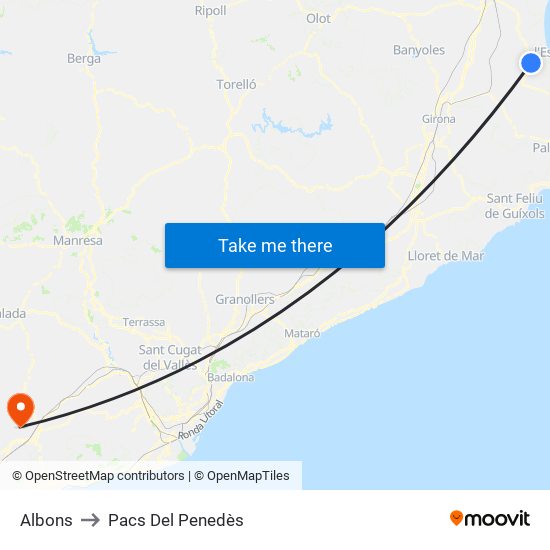 Albons to Pacs Del Penedès map