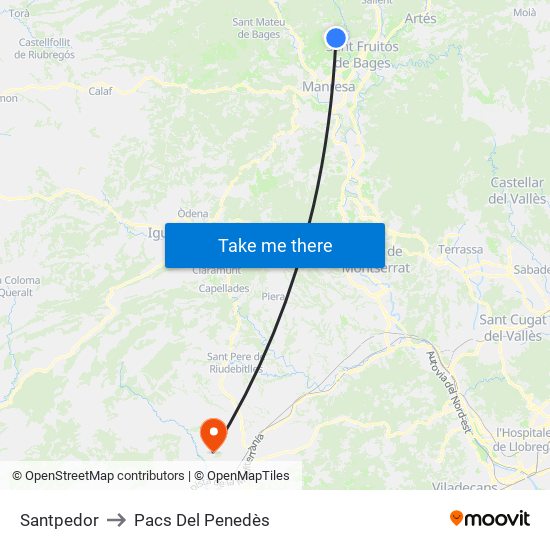 Santpedor to Pacs Del Penedès map
