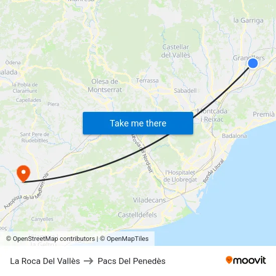 La Roca Del Vallès to Pacs Del Penedès map