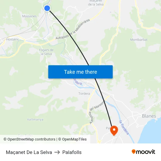 Maçanet De La Selva to Palafolls map