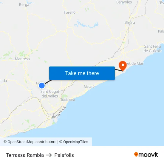 Terrassa Rambla to Palafolls map