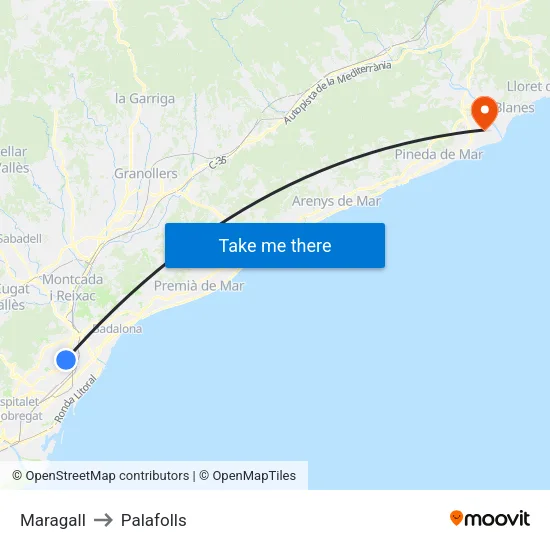 Maragall to Palafolls map