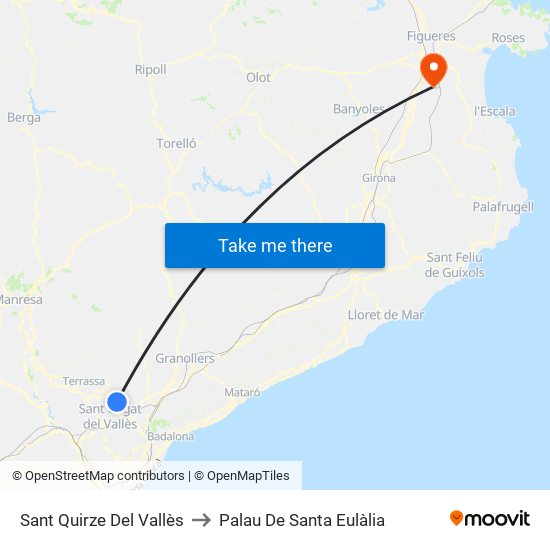 Sant Quirze Del Vallès to Palau De Santa Eulàlia map