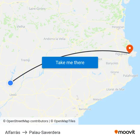 Alfarràs to Palau-Saverdera map