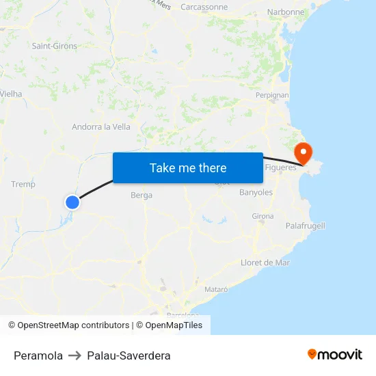 Peramola to Palau-Saverdera map