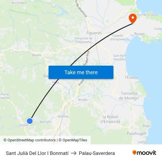 Sant Julià Del Llor I Bonmatí to Palau-Saverdera map