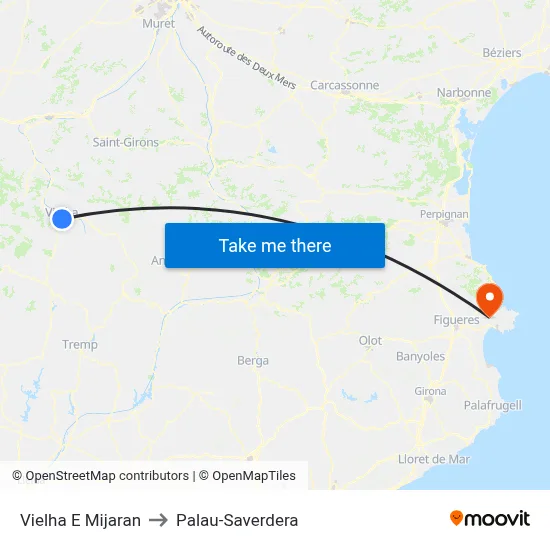 Vielha E Mijaran to Palau-Saverdera map