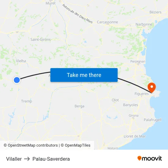 Vilaller to Palau-Saverdera map