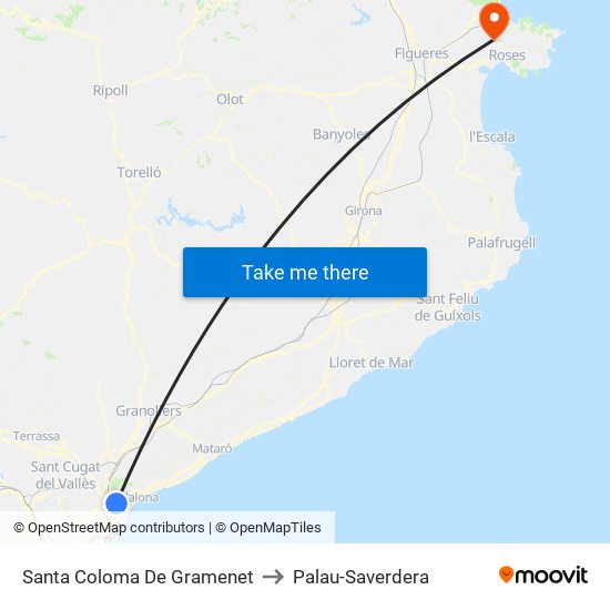 Santa Coloma De Gramenet to Palau-Saverdera map
