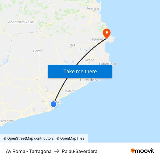 Av Roma - Tarragona to Palau-Saverdera map