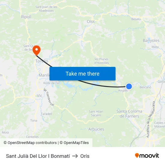 Sant Julià Del Llor I Bonmatí to Orís map