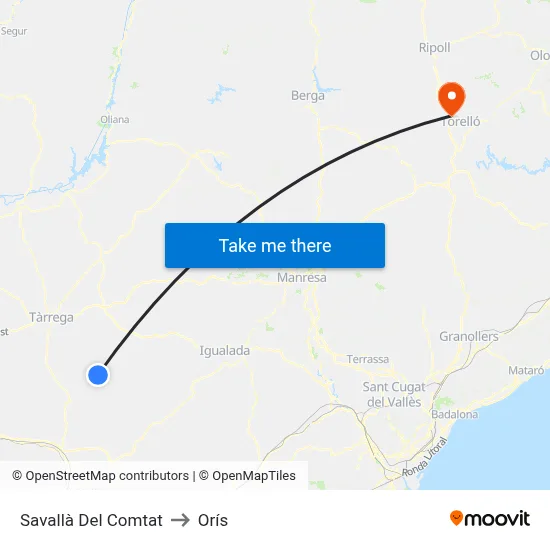 Savallà Del Comtat to Orís map