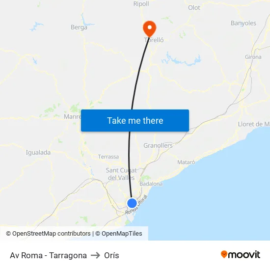 Av Roma - Tarragona to Orís map